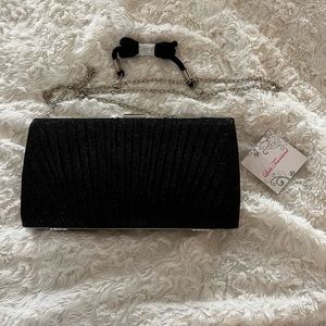 LULU Townsend black sparkle evening clutch bag
